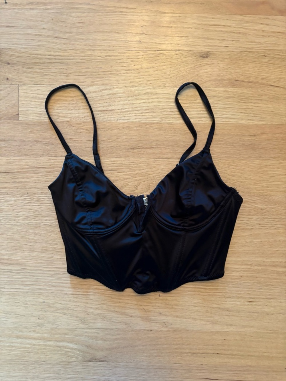 Black Longline Satin Bustier Top